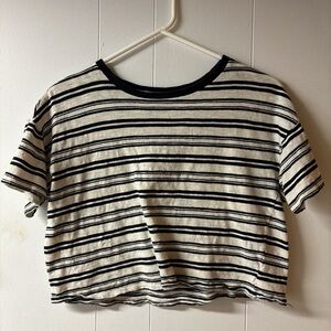 American Eagle Outfitters Black and White Striped Crop Top